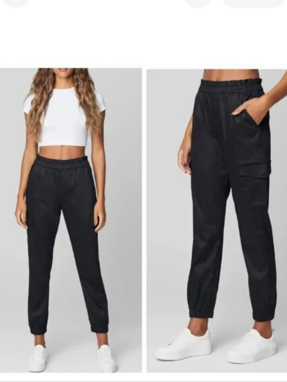 Blank NYC Black Cargo Joggers with Elastic Waist Medium